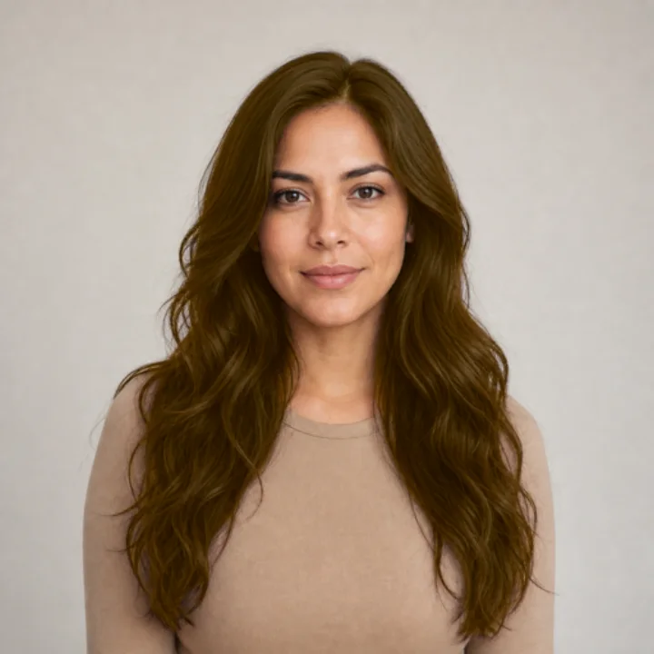Honey Blonde hair color preview on long wavy hair